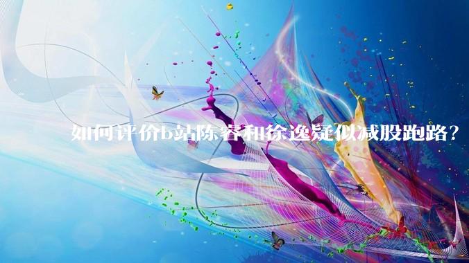 如何评价b站陈睿和徐逸疑似减股跑路？